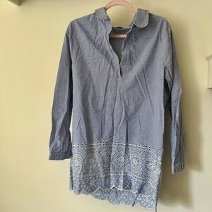 Cartolina Nantucket Striped Blue Tunic with Embroidered Hem